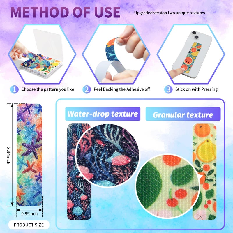 TOEMUR 48 Pieces Anxiety Sensory Stickers with Storage Box - Calming Stickers with 2 Textured Stickers for Adults & Teens Desk Fidget - Sensory Strips - Teacher Must Haves (Cartoon) - Image 2